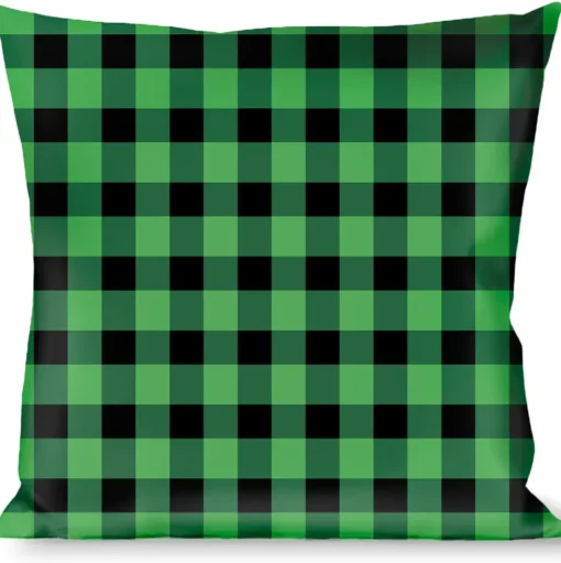 Buckle-Down Throw Pillow - Buffalo Plaid Black/Neon Green