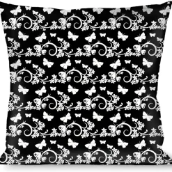 Buckle-Down Throw Pillow - Butterfly Garden Black/White