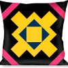 Buckle-Down Throw Pillow - Geometric Sunburst Black/Pink/Yellow/Blue