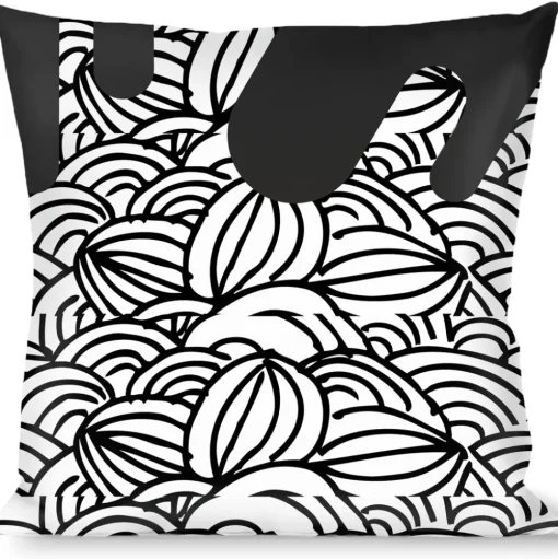 Buckle-Down Throw Pillow - Doodle1/Paint Drips White/Black
