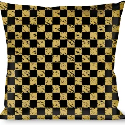 Buckle-Down Throw Pillow - Checker Weathered Black/Yellow