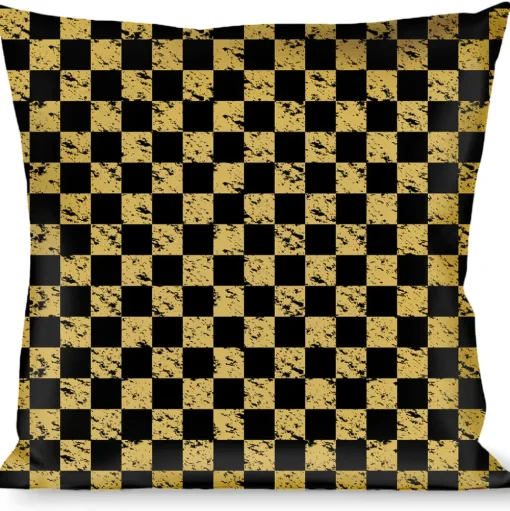 Buckle-Down Throw Pillow - Checker Weathered Black/Yellow