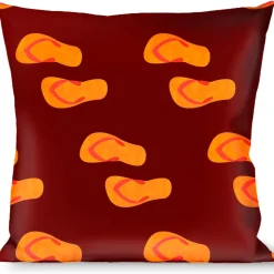 Buckle-Down Throw Pillow - Flip Flops Burgundy/Orange