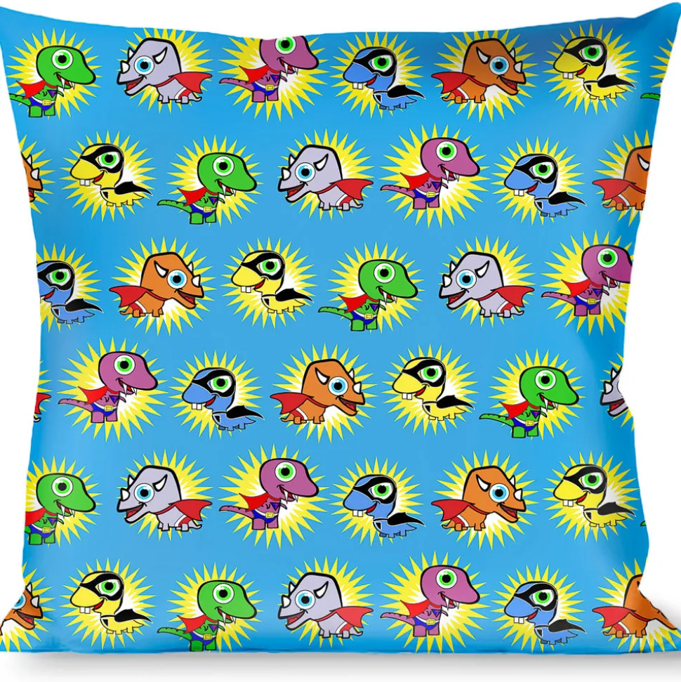 Buckle-Down Throw Pillow - Dinosaur Superhero Baby Blue