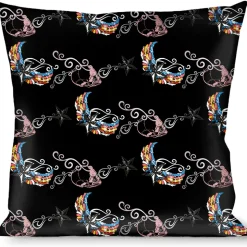 Buckle-Down Throw Pillow - Die Hard Skulls & Stars2 Black/Multi Color