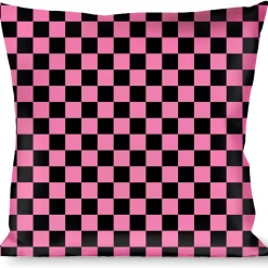 Buckle-Down Throw Pillow - Checker Black/Pink
