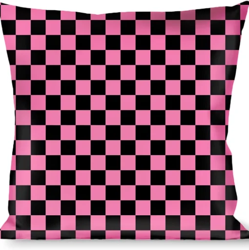 Buckle-Down Throw Pillow - Checker Black/Pink