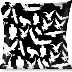 Buckle-Down Throw Pillow - Eagle Silhouettes Scattered Black/White