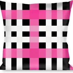 Buckle-Down Throw Pillow - Plaid Gold/Green/Pink