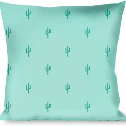 Buckle-Down Throw Pillow - Cacti1 Aqua Blues