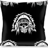 Buckle-Down Throw Pillow - Native American Skull Black/White