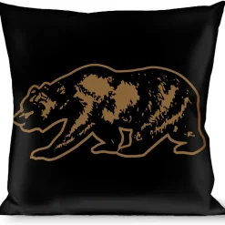 Buckle-Down Throw Pillow - California Grizzly Bear Outline Black/Brown