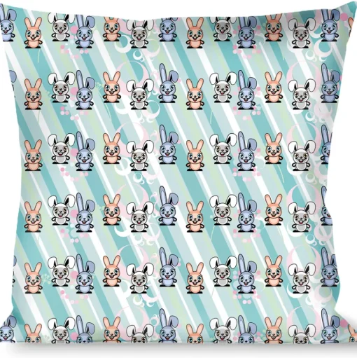 Buckle-Down Throw Pillow - Cute Bunnies Multi Pastel