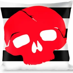 Buckle-Down Throw Pillow - Stripes & Stars Black/White/Red