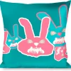 Buckle-Down Throw Pillow - Angry Bunnies Turquoise/Pinks