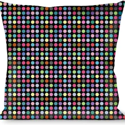 Buckle-Down Throw Pillow - Mini Polka Dots Black/Multi Color
