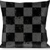 Buckle-Down Throw Pillow - Checker Weathered2 Black/Gray