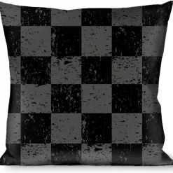Buckle-Down Throw Pillow - Checker Weathered2 Black/Gray