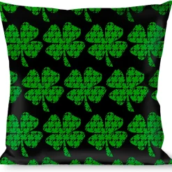 Buckle-Down Throw Pillow - St. Pat's Black/Clovers