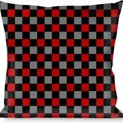 Buckle-Down Throw Pillow - Checker Black/Gray/1 Red