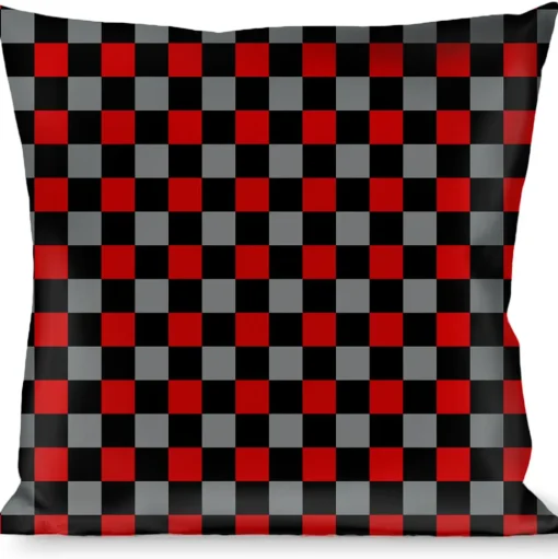 Buckle-Down Throw Pillow - Checker Black/Gray/1 Red