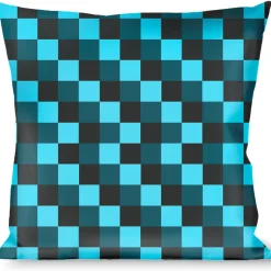 Buckle-Down Throw Pillow - Checker Trio Baby Blue/Black/Turquoise