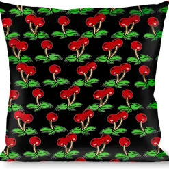 Buckle-Down Throw Pillow - Cherries Scattered Black