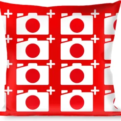 Buckle-Down Throw Pillow - Camera Red/White