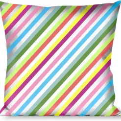 Buckle-Down Throw Pillow - Diagonal Stripes White/Multi Color