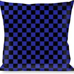 Buckle-Down Throw Pillow - Checker Black/Neon Blue