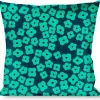 Buckle-Down Throw Pillow - Ditsy Floral Teal/Light Teal/Teal