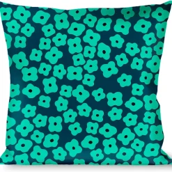 Buckle-Down Throw Pillow - Ditsy Floral Teal/Light Teal/Teal