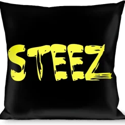 Buckle-Down Throw Pillow - STEEZ Brushed Black/Yellow