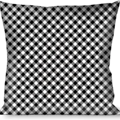 Buckle-Down Throw Pillow - Diagonal Buffalo Plaid Black/White