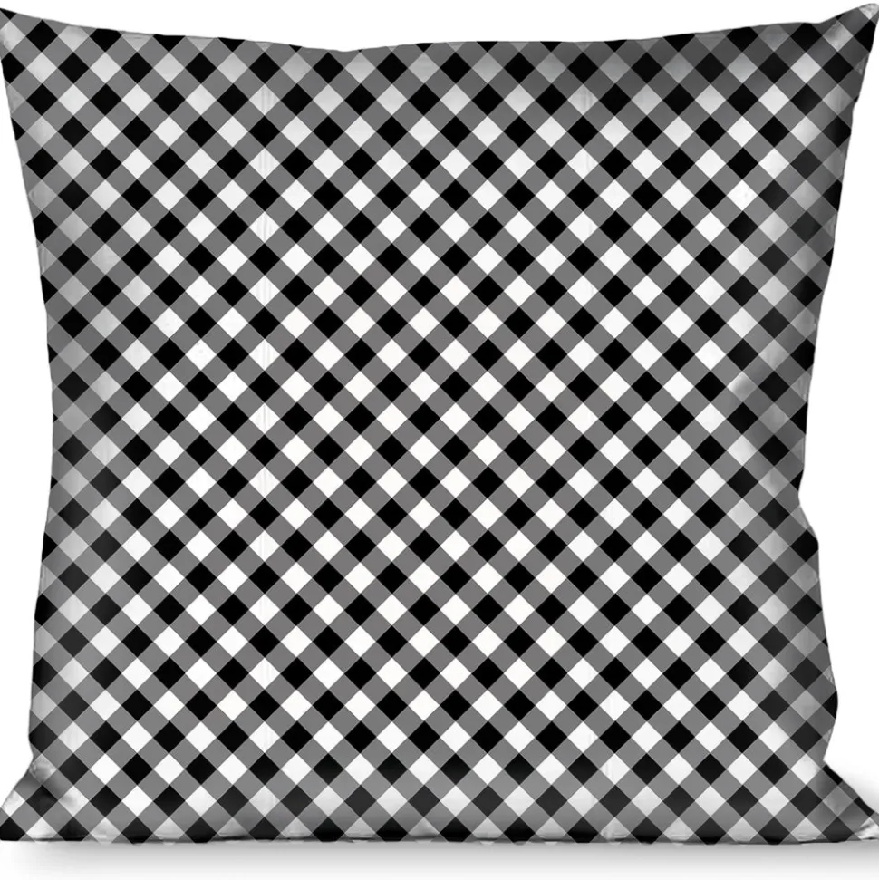 Buckle-Down Throw Pillow - Diagonal Buffalo Plaid Black/White