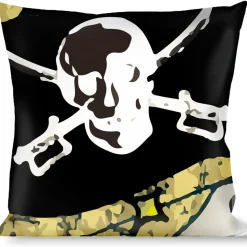Buckle-Down Throw Pillow - Dead Men Tell No Tales Tan