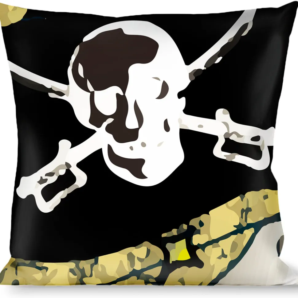 Buckle-Down Throw Pillow - Dead Men Tell No Tales Tan