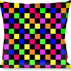 Buckle-Down Throw Pillow - Checker Black/Multi Neon