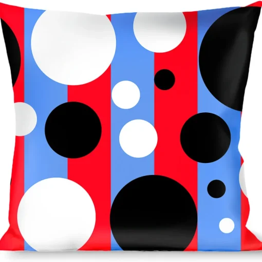 Buckle-Down Throw Pillow - Dot Blocks Blue/Red/Black/White