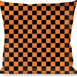 Buckle-Down Throw Pillow - Checker Black/Neon Orange