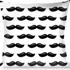Buckle-Down Throw Pillow - Plastic Mustache White/Black