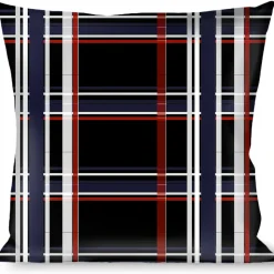 Buckle-Down Throw Pillow - Plaid Black/Red/White/Blue
