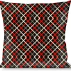Buckle-Down Throw Pillow - Criss Cross Plaid Black/Gray/Red