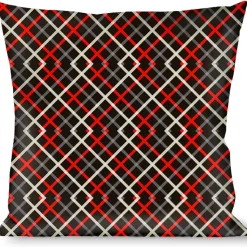 Buckle-Down Throw Pillow - Criss Cross Plaid Black/Gray/Red