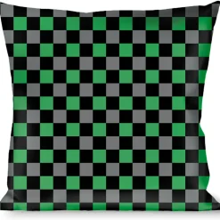 Buckle-Down Throw Pillow - Checker Black/Gray/1 Green