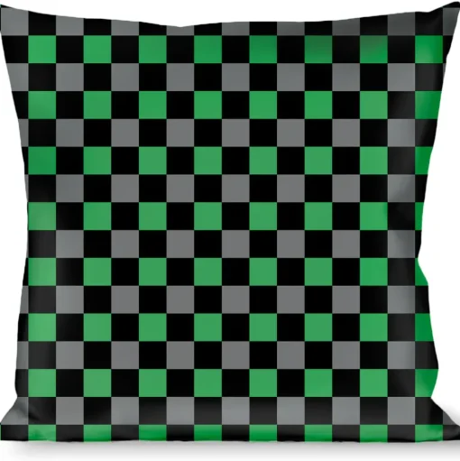 Buckle-Down Throw Pillow - Checker Black/Gray/1 Green