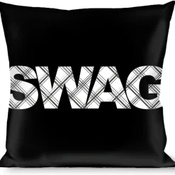 Buckle-Down Throw Pillow - SWAG Black/Plaid X White/Gray