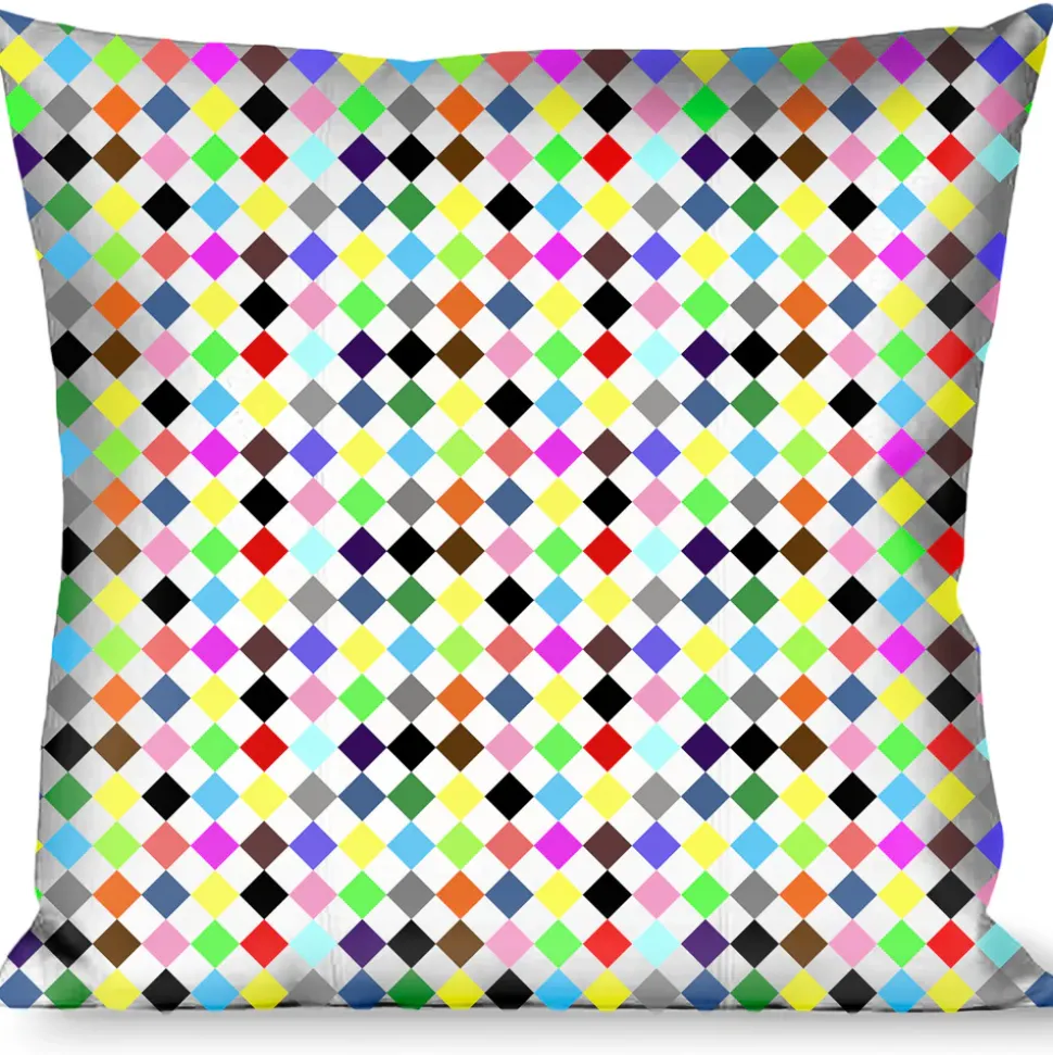 Buckle-Down Throw Pillow - Diamonds White/Multi Color