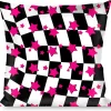 Buckle-Down Throw Pillow - Checker & Stars Black/White/Pink