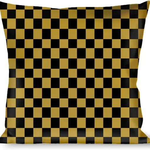 Buckle-Down Throw Pillow - Checker Black/Gold